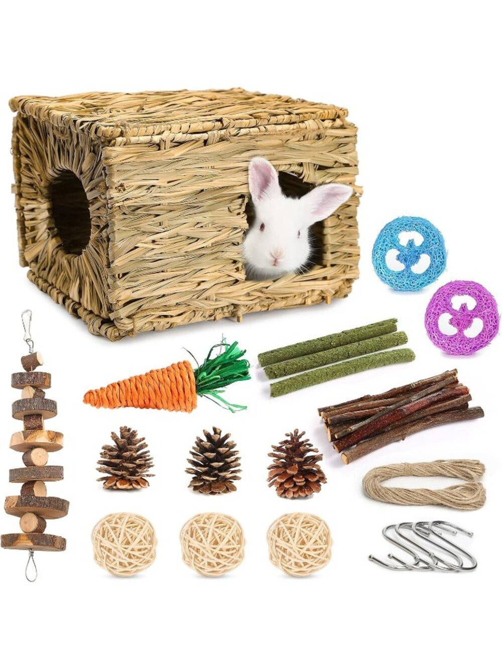 New Bunny Grass House Handmade Natural Hideaway Playhouse for Small Pets